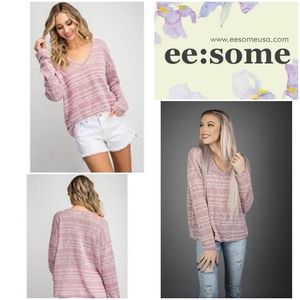 ee:some vneck lightweight striped sweater